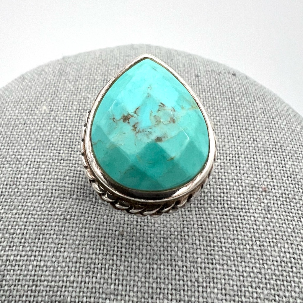 Barse Sterling Silver 925 Faceted Turquoise Teardrop Southwestern Ring Size 675 28$